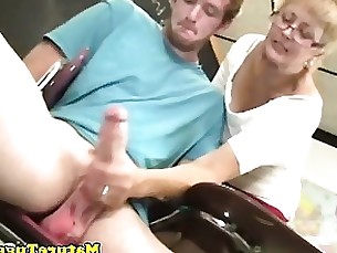 blonde big-cock handjob jerking mature milf